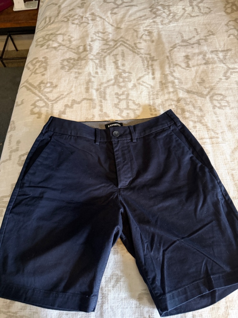 Express Men's Navy Flat Front Chino Shorts